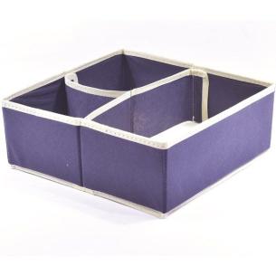 Scatola organizer 3 posti Precisotto in tessuto TNT 28x28x11 cm blu