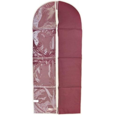 Appendotto custodia porta abiti corti in tessuto TNT con finestra 60x137 cm bordeaux