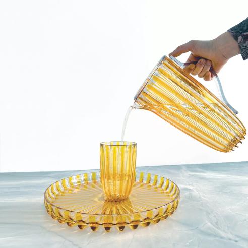 Guzzini - Set 4 bicchieri in plastica biologica riciclabile linea Dolcevita ambra 470 ml