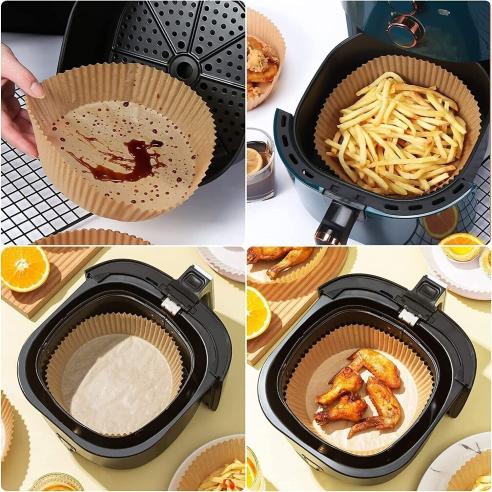 Movida - Carta forno tonda per friggitrice ad aria 50 pezzi biodegradabile da 20 cm