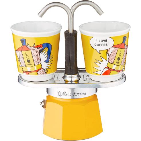 Bialetti - Caffettiera moka set mini express 2 tazze Lichtenstein giallo