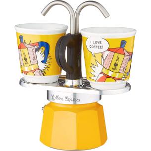 Bialetti - Caffettiera moka set mini express 2 tazze Lichtenstein giallo