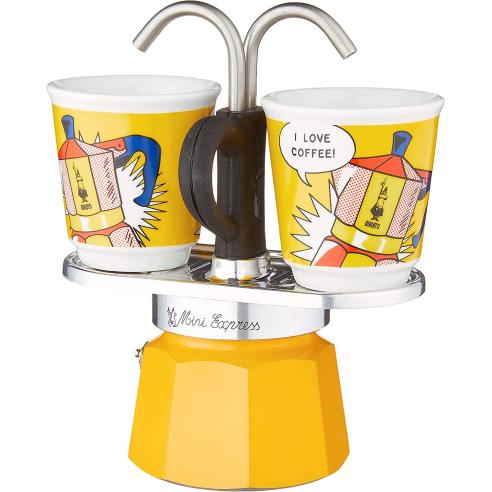 Bialetti - Caffettiera moka set mini express 2 tazze Lichtenstein giallo