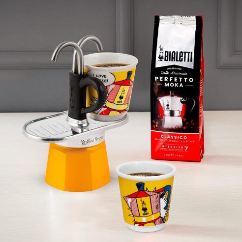 Bialetti - Caffettiera moka set mini express 2 tazze Lichtenstein giallo