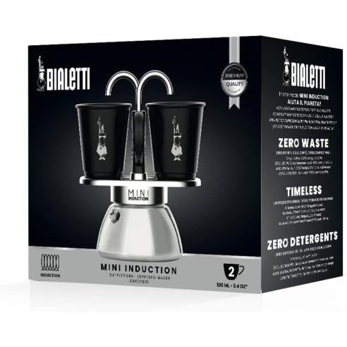 Bialetti - Caffettiera moka set mini express induction 2 tazze nera