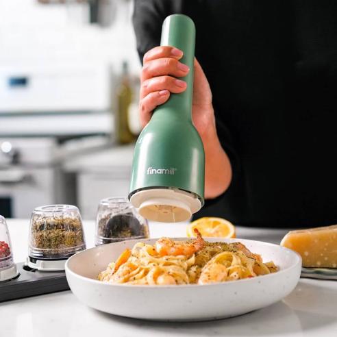 FinaMill - Macina pepe e macina spezie regolabile a batterie con luce Led e due finapod Pro Plus compresi