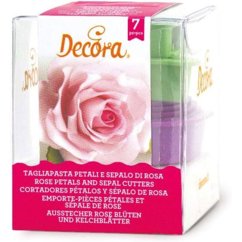 Decora - Kit 7 tagliapasta in plastica petali e sepalo di rosa