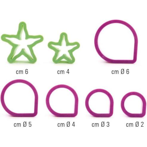 Decora - Kit 7 tagliapasta in plastica petali e sepalo di rosa