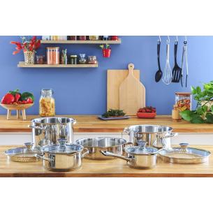 Lagostina - Batteria di pentole in acciaio inox Smart 9 pezzi 2