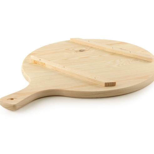 Meeting - Tagliere rotondo in legno con manico da 34 cm il Mangiapizza
