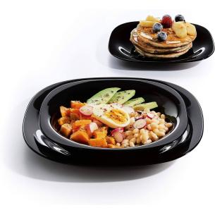 Luminarc - Set 6 Piatti fondi quadrati linea Carine nero 21 cm in vetro extra resistente 2