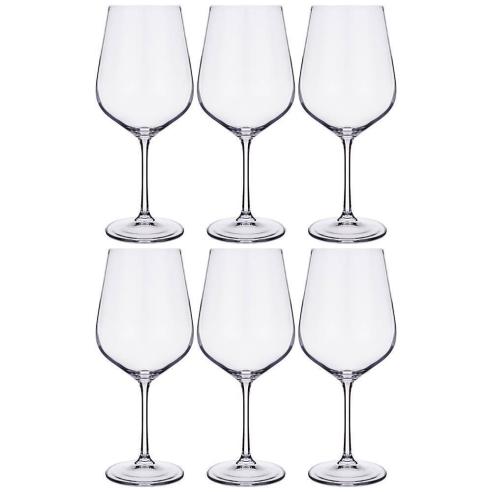 Crystal Bohemia - Set 6 Bicchieri calici da vino in vetro linea Strix da 580 ml