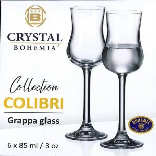 Crystal Bohemia - Set 6 Bicchieri calici da grappa in vetro linea Colibri da 85 ml 2