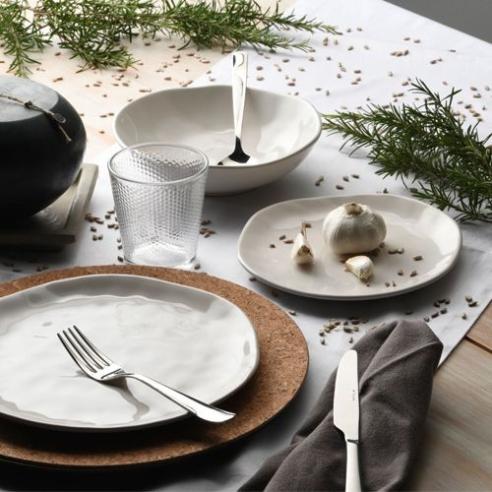 Tognana - Piatto dessert singolo in gres porcellanato cm 20 linea Nordik Bianco