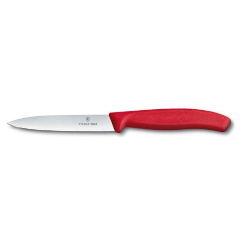 Victorinox - Coltello spelucchino liscio classico manico rosso 10 cm