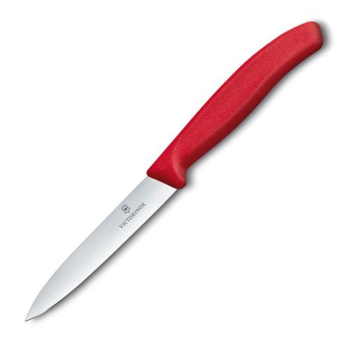 Victorinox - Coltello spelucchino liscio classico manico rosso 10 cm