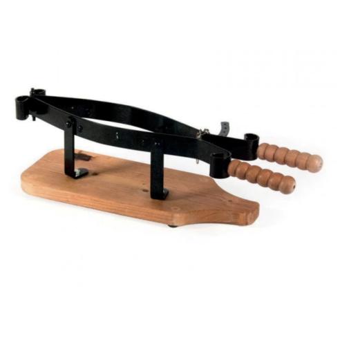 Porta Prosciutto a Cerniera in Ferro Battuto con Base in Legno