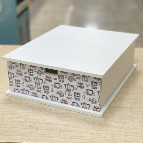 Porta Capsule e Cialde Zuccheo con Cassetto e Decorazione Moka