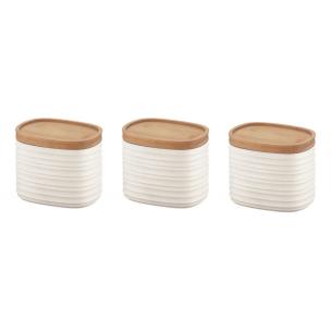 Guzzini Set 3 Barattoli Tierra M con Tappo in Bambù Ermetico