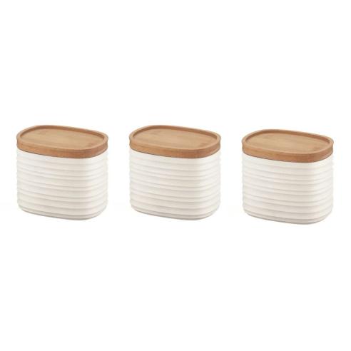 Guzzini Set 3 Barattoli Tierra M con Tappo in Bambù Ermetico