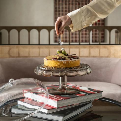 Guzzini Alzata con Campana Vanity in Cristallo Acrilico Bio-based Smoke Ø30 H27.7 cm