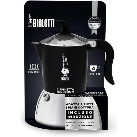 Bialetti Fiammetta Induction Nera 4 Tazze | Caffettiera per Induzione