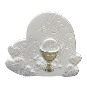 Icona Comunione Cuore Melograno Calice Glitter 8x8 cm | Bomboniera