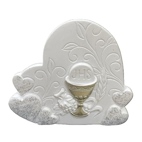 Icona Comunione Cuore Melograno Calice Glitter 8x8 cm | Bomboniera