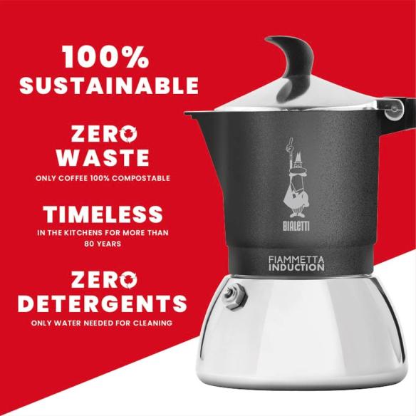 Bialetti Fiammetta Induction 2 Tazze Grigia | Caffettiera Moka
