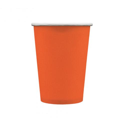 Bicchieri Carta Qui Party 250ml Arancione 15pz | Monouso Ecologici