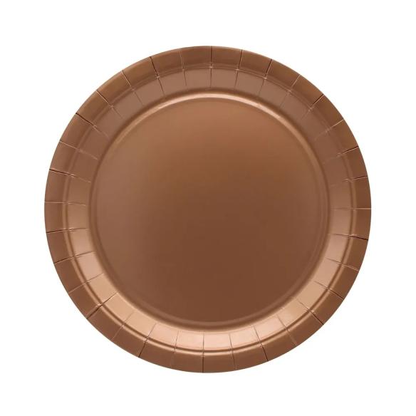 Piatti Carta Monouso Rosa Gold 24 cm - 15 Pezzi Qui Party