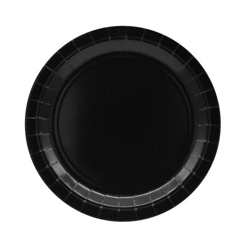 Piatti Carta Monouso Neri Qui Party Ø24cm - 15pz