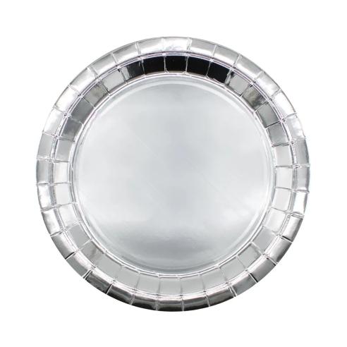 Piatti Carta Monouso Argento Metal 24cm - Qui Party (15 pz)