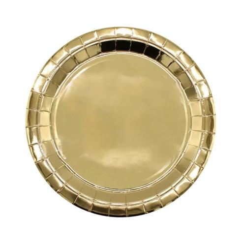 Piatti in Carta Qui Party 24cm Oro Metal - 15 Pezzi | Monouso Feste