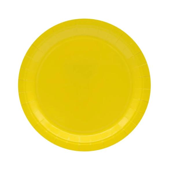 Piatti Carta Gialli Ø24cm Qui Party 15pz | Monouso Biodegradabili