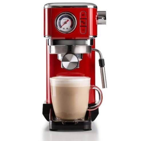 Ariete 1381 Espresso Slim Rosso - Macchina Caffè con Manometro