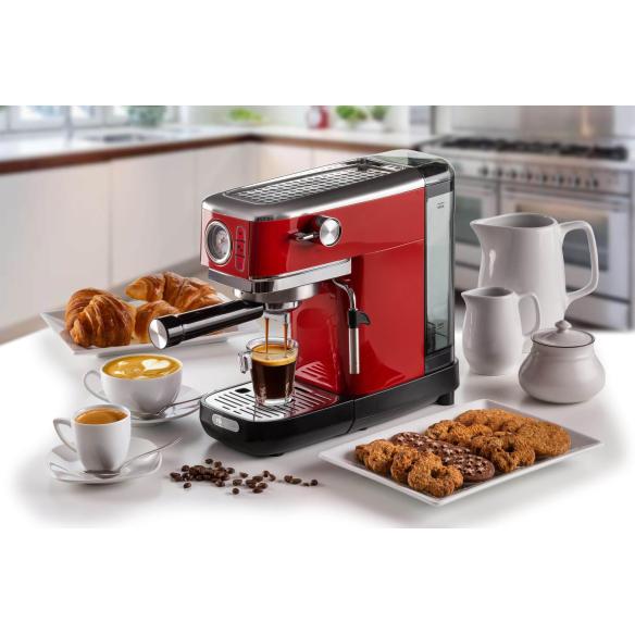 Ariete 1381 Espresso Slim Rosso - Macchina Caffè con Manometro