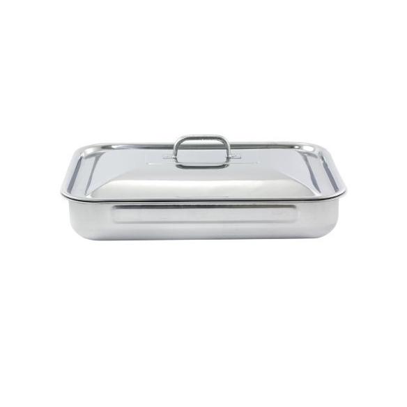 Teglia Rettangolare in Acciaio con coperchio 25x20 cm