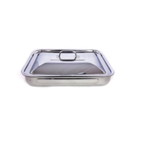 Teglia Quadra in Acciaio con coperchio 32x32 cm