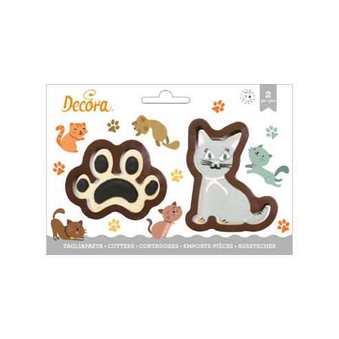 Decora - Set 2 Tagliapasta Gatto e Impronta