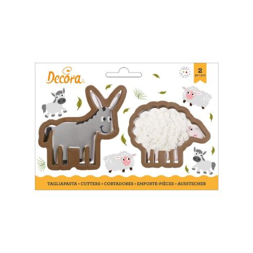 Tagliabiscotti Decora - Set 2 Tagliapasta Asino e Pecorella In plastica