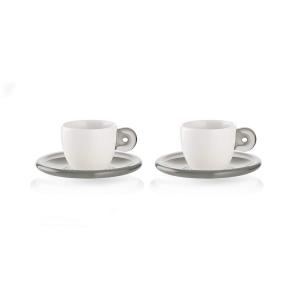 Guzzini - Set 2 Tazzine Caffè C/Piattino Gocce Grigio Cielo