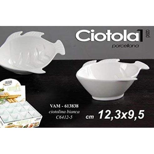 Ciotolina Bianca Ceramica Pesce 12,3x9,5 cm