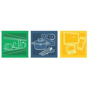 Tescoma - Set 3 Panni in Microfibra per pulizia e polvere 33x33 Cleankit 2