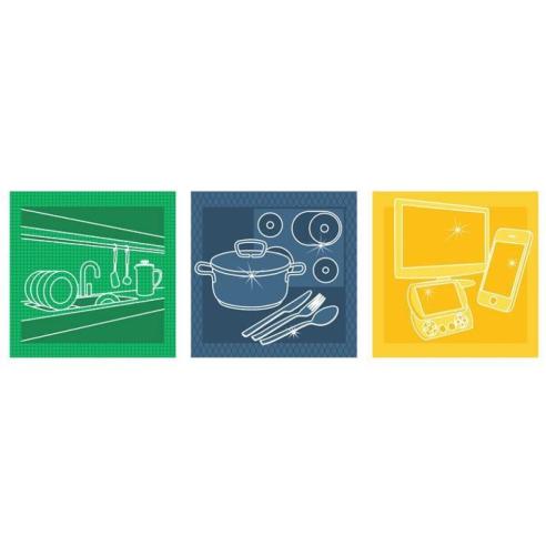 Tescoma - Set 3 Panni in Microfibra per pulizia e polvere 33x33 Cleankit