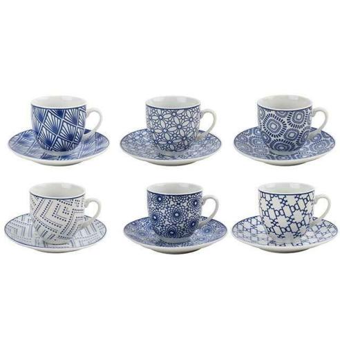 Tazze da caffè - Set 6 Tazzine da Caffè con Piattino Linea Amalfi Blu