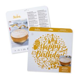 Disco decorativo Decora - Stencil per Torte Happy Birthday 25 Cm