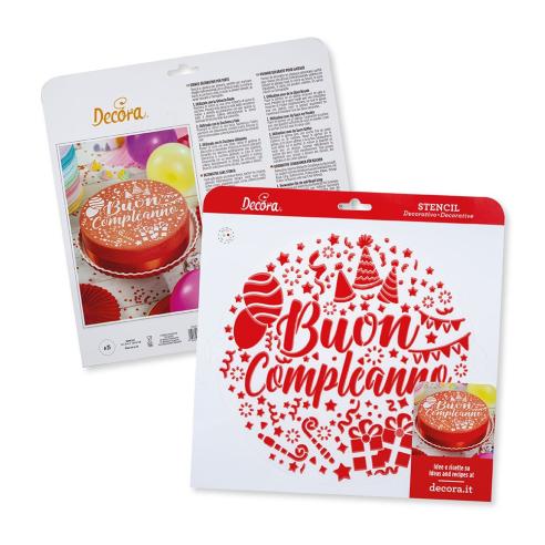 Disco decorativo Decora - Stencil per Torte Buon Compleanno 25 Cm